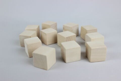 12 adet Naturel Küçük Küp (NATUREL) (3,2 Cm)